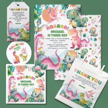 Cute Dinosaur Dig Prehistoric Kids Birthday Party