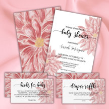 Elegant Watercolor Pink Chrysanthemum Baby Shower