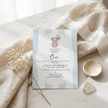  Blue Watercolor Bow Boy First Birthday
