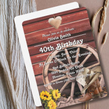 Western Rustic 40th Birthday Country designs 