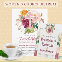 Christian Watercolor Floral Cross Women's Retreat