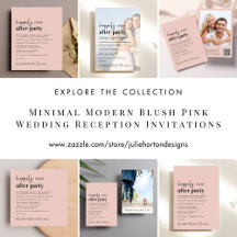 Minimal Blush Pink Wedding Reception Invitations