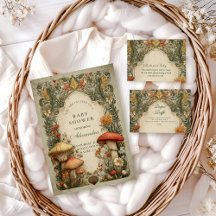 Vintage Woodland Mushroom Floral Baby Shower