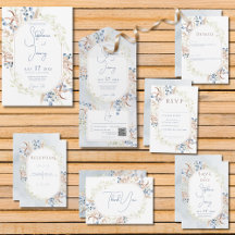 Blue Dried Boho Flowers Wedding Suite