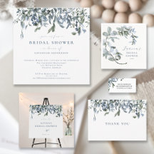 Watercolor Blue Floral Bridal Shower Suite