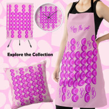 Pink retro pattern in trendy style with monogram