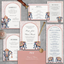 Watercolor Elephants | Wedding Invitation Suite