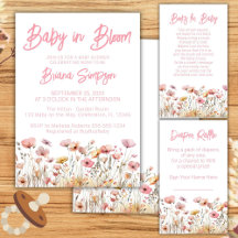 Pink Floral Baby in Bloom Girl Baby Shower Suite