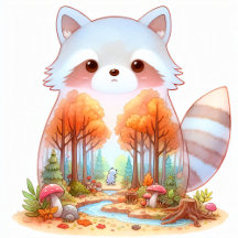 Whimsical Raccoon Forest Illustration