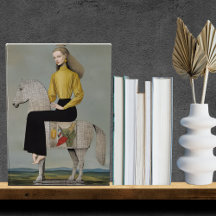 Elegant Modern Minimalist Blonde Woman and Horse