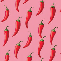 Spicy Red Chili Pepper Pattern on Pink Background