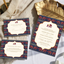 Navy Burgundy Gold Elephant Indian Wedding