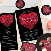 Red Rose Heart Engagement Valentines Day Party
