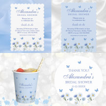 BLUE BUTTERFLY WILDFLOWER BRIDAL SHOWER
