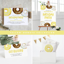  Watercolor Chocolate and Yellow Donut Party