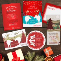 Red Company Logo, Holiday Christmas Greeting Cards