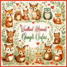 Woodland Animals, Jungle Safari Nature Green Theme