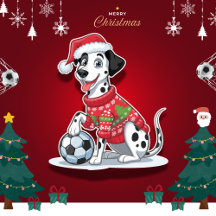 Christmas Dalmatian Dog with Soccer Ball
