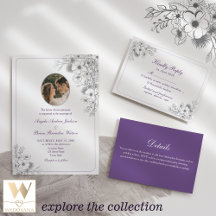 Romantic Purple Floral Wedding Invitation Suite