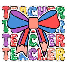Coquette Pencil Bow Retro Teacher Polka Dot