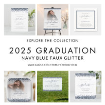 Navy Blue Glitter Graduation Supplies