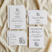 Fun illustrated wedding rings wedding