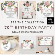 *Elegant Handpainted Floral 70th Birthday Party