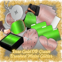 Rose Gold OR Green Brushed Metal Glitter