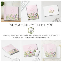 Pink Floral Wildflower Personalized Office School 
