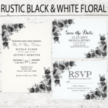 Rustic Black and White Wedding Floral