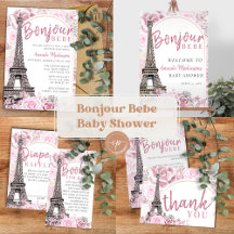 Bonjour Bebe Pink and Gold Floral Baby Shower