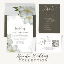 Watercolor Floral Foliage Sweet Magnolias Wedding