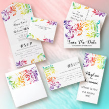 Rainbow scroll leaf gay lesbian wedding collection