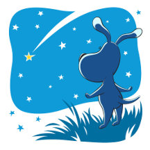 Stargazing Puppy and Shooting Star