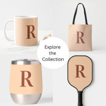 Modern Simple Monogram Beige Brown Terracotta