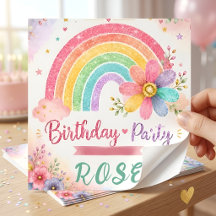 Whimsical Rainbow Design | Pastel Glitter Floral