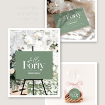 Hello forty modern minimal elegant 40th birthday