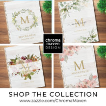 Rustic Wood Floral Watercolor Monogram Planners