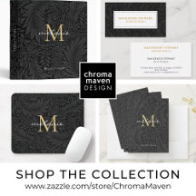 OFFICE   Black Floral Gold Monogram