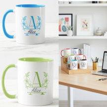 Personalized Initial Mugs - Floral Collection