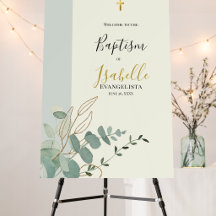 Elegant Sage Green Gold Eucalyptus Baptism