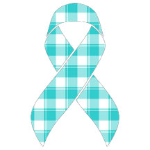 Ovarian Cancer Awareness Plaid, Teal Ribbon