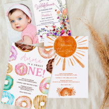 Cute wild one first birthday invitations