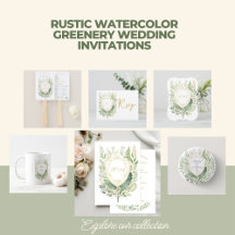 Rustic Watercolor Greenery Wedding Invitations