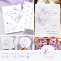 Purple Delicate Butterfly Baby Shower