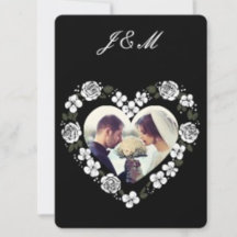 Modern Black & White Floral Heart Wedding Suite