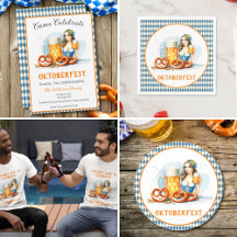 Oktoberfest Party With Beer And Pretzels