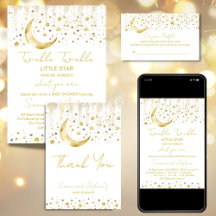 Twinkle twinkle little star white gold baby shower