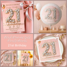 Blush Pink and Gold Pearly Accents 21st Birthday
