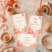 Whimsical Retro Floral Pink Wedding